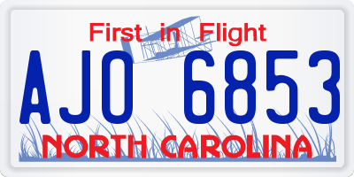 NC license plate AJO6853