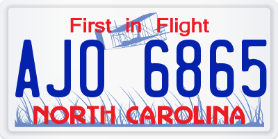 NC license plate AJO6865