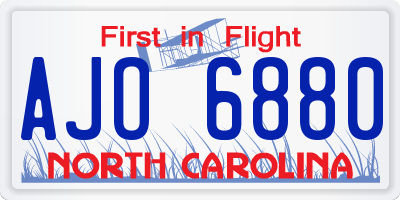 NC license plate AJO6880