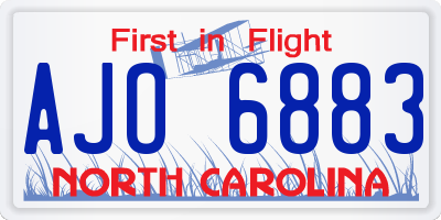 NC license plate AJO6883