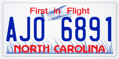 NC license plate AJO6891
