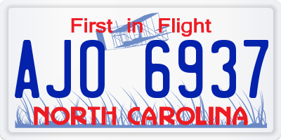 NC license plate AJO6937