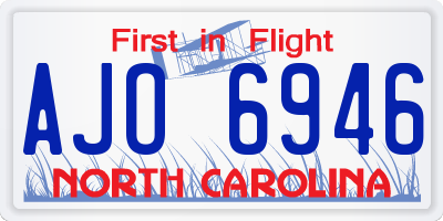 NC license plate AJO6946