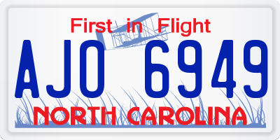 NC license plate AJO6949