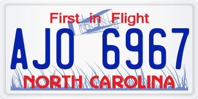 NC license plate AJO6967