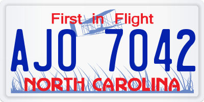 NC license plate AJO7042