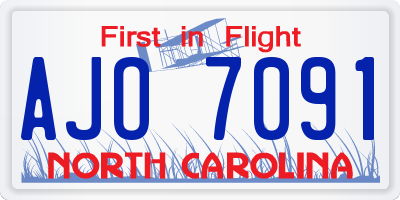 NC license plate AJO7091
