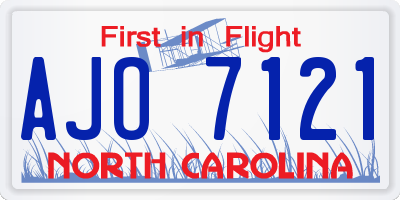 NC license plate AJO7121