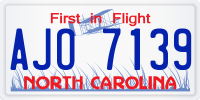 NC license plate AJO7139