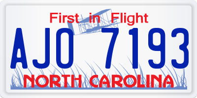 NC license plate AJO7193
