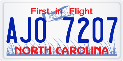 NC license plate AJO7207
