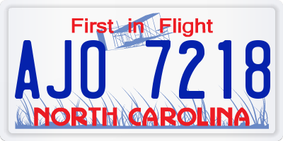 NC license plate AJO7218