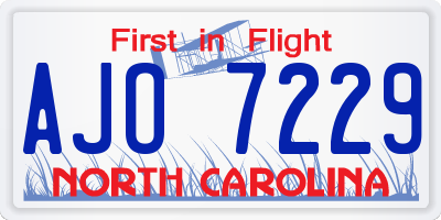 NC license plate AJO7229