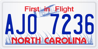 NC license plate AJO7236