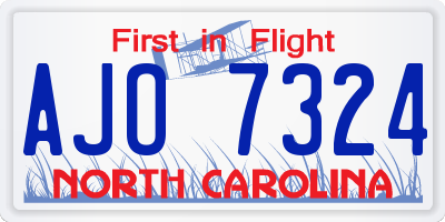 NC license plate AJO7324