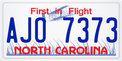NC license plate AJO7373