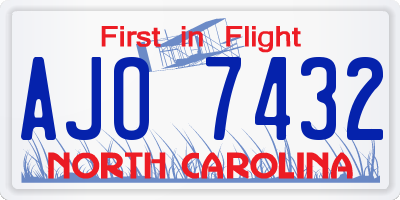 NC license plate AJO7432