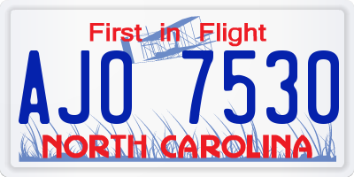 NC license plate AJO7530
