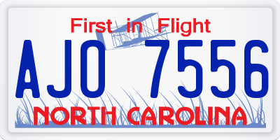 NC license plate AJO7556