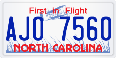 NC license plate AJO7560