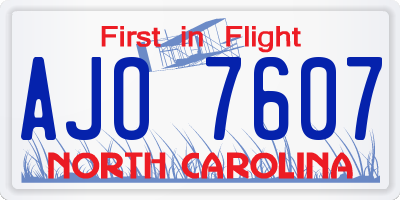 NC license plate AJO7607