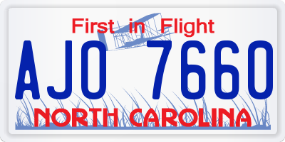 NC license plate AJO7660