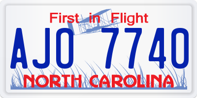 NC license plate AJO7740