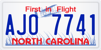 NC license plate AJO7741