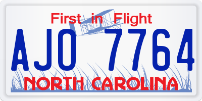 NC license plate AJO7764