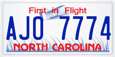 NC license plate AJO7774