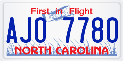 NC license plate AJO7780