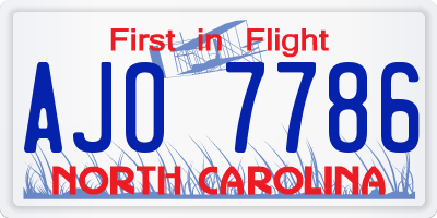 NC license plate AJO7786