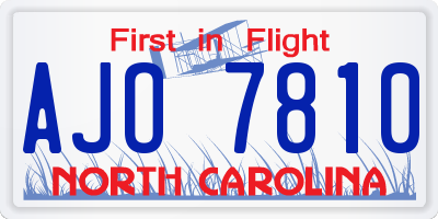 NC license plate AJO7810