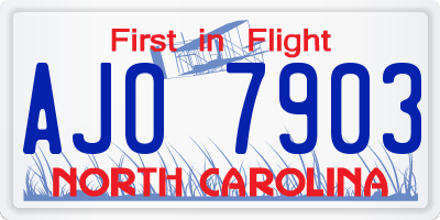 NC license plate AJO7903