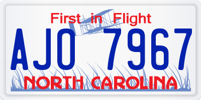 NC license plate AJO7967