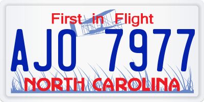 NC license plate AJO7977