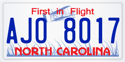 NC license plate AJO8017