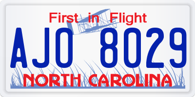 NC license plate AJO8029