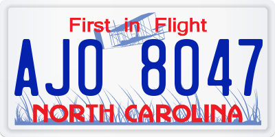 NC license plate AJO8047
