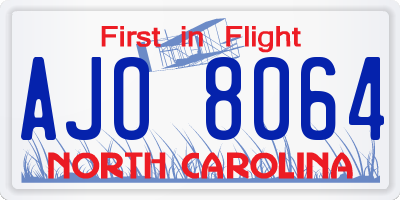 NC license plate AJO8064