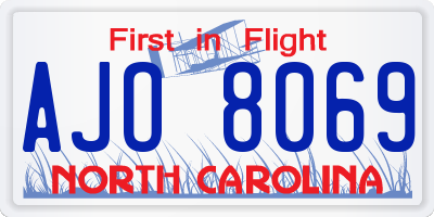 NC license plate AJO8069