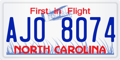 NC license plate AJO8074