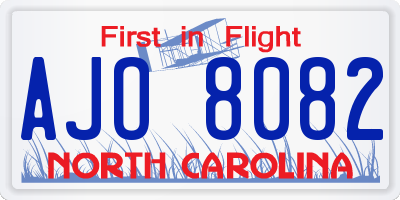 NC license plate AJO8082