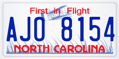 NC license plate AJO8154
