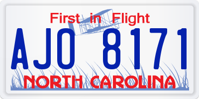 NC license plate AJO8171