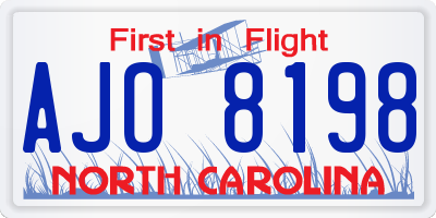 NC license plate AJO8198