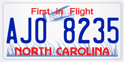 NC license plate AJO8235