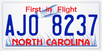 NC license plate AJO8237