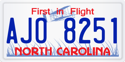 NC license plate AJO8251