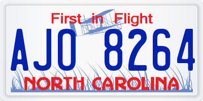 NC license plate AJO8264